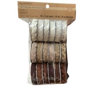 Recollections Craft It Vintage Glam Ribbon Set 18 Pc Decorative Jute Craft New